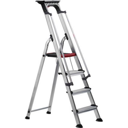 Aluminium Ladder, 4-Tread, 1.461m Open Height, Aluminium