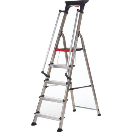 Aluminium Ladder, 5-Tread, 1.677m Open Height, Aluminium