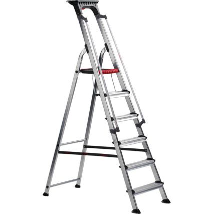 6 x Treads, Aluminium Step Ladder with Handrails, 1.893m