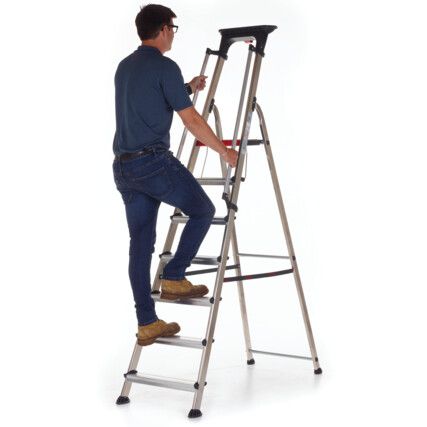 Aluminium Ladder, 7-Tread, 2.11m Open Height, Aluminium