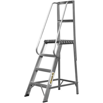 3-Tread,  Trade Ladder, 0.7m, Aluminium, Non-Slip, Handrails, Silver