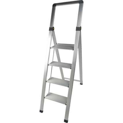 4-Tread, Folding Step Ladder, 0.91m, Aluminium, Grey