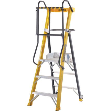 3-Tread, Folding Step Ladder, 0.805m, Glass Fibre, Large Platform, High Safety rail