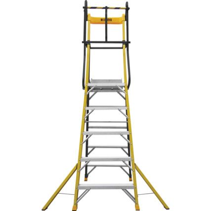 5-Tread, Folding Step Ladder, 1.375m, Glass Fibre, Large Platform, High Safety rail