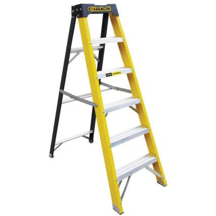 6 x Treads, Glass Fibre Platform Step Ladder, 1.63m