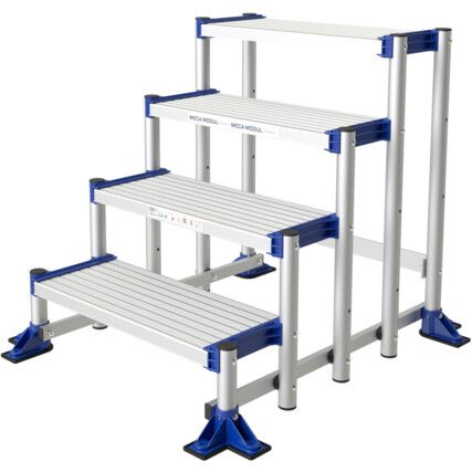 4- Wide Tread,  Step Ladder, 0.77m, Aluminium, Modul design, Silver