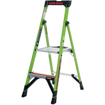 Little Giant, 2-Tread, Folding Step Ladder, 0.57m, Glass Fibre, Lightweight, Tool Tray, Green