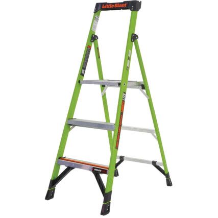 Little Giant, 3-Tread, Folding Step Ladder, 0.85m, Glass Fibre, Lightweight, Tool Tray, Green