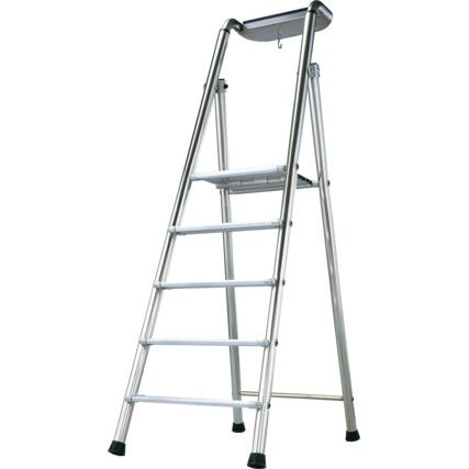 Industrial Ladder, 5-Tread, 1.2m Open Height, Aluminium