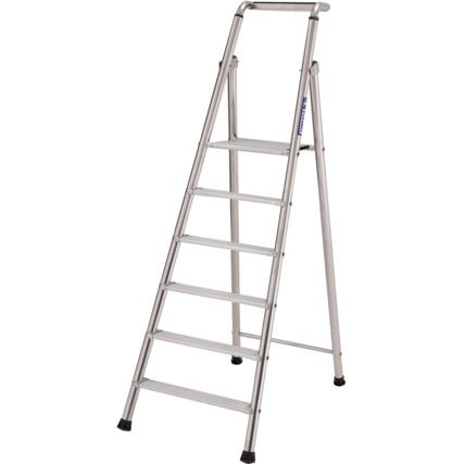 6 x Treads, Aluminium Industrial Step Ladder, 1.42m