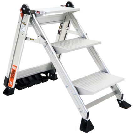 Aluminium Ladder, 3-Tread, 1.07m Open Height, Aluminium