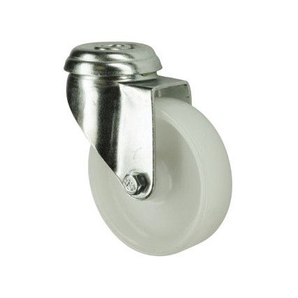 Light Duty, Castor, 125mm, Unbraked, Swivel, Bolt Hole, Polypropylene, White