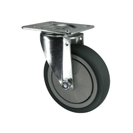 Light Duty/Medium Duty, Castor, 125mm, Unbraked, Swivel, Top Plate, Thermoplastic, Grey