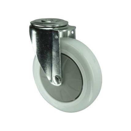 Light Duty/Medium Duty, Castor, 125mm, Unbraked, Swivel, Bolt Hole, Nylon, Grey