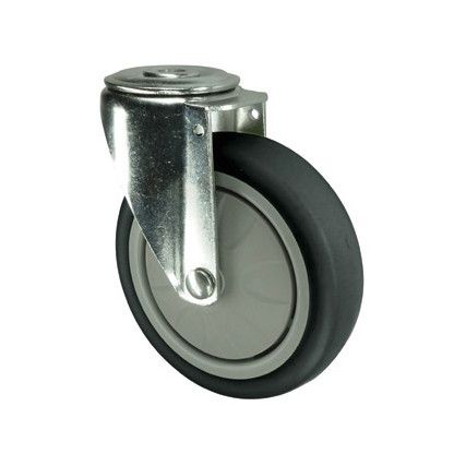 Light Duty/Medium Duty, Castor, 125mm, Unbraked, Swivel, Bolt Hole, Thermoplastic, Grey