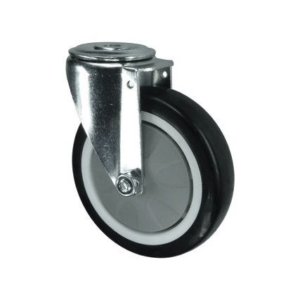 Light Duty/Medium Duty, Castor, 75mm, Unbraked, Swivel, Bolt Hole, Polyurethane, Black