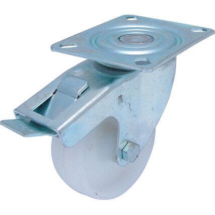 Castor, 200mm, Braked, Swivel, Top Plate, White