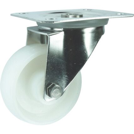 Castor, 100mm, Unbraked, Swivel, Top Plate, Nylon, White