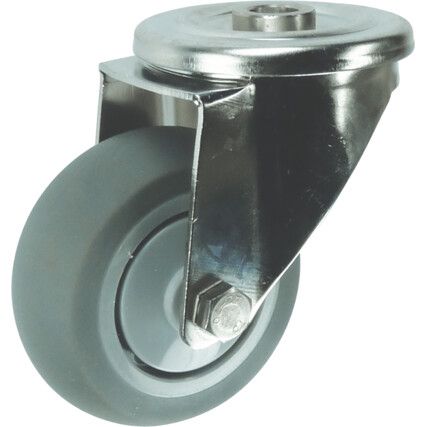 Castor, 80mm, Unbraked, Swivel, Top Plate, Rubber, Grey