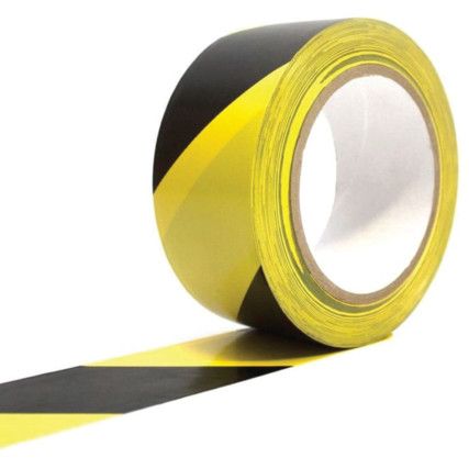 Adhesive, Barrier Tape, Polyethylene, Yellow/Black, 50mm x 33m