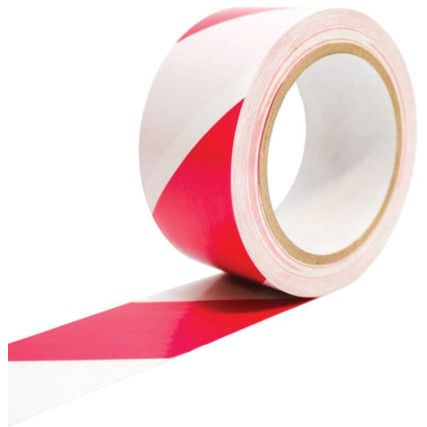 Adhesive Barrier Tape, PVC, Red/White, 50mm x 33m