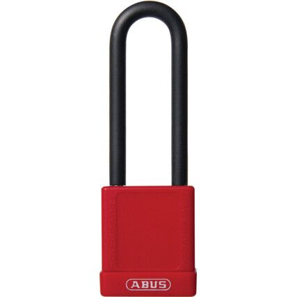 Keyed Padlock, Key Retaining, Aluminium, Red, 40mm Width, Weatherproof