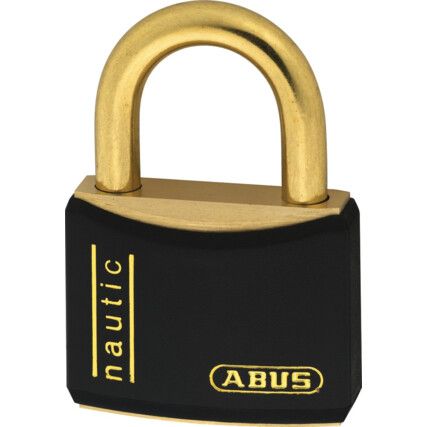 Keyed Padlock, Keyed Alike, Brass, Black, 43mm Width, Weatherproof