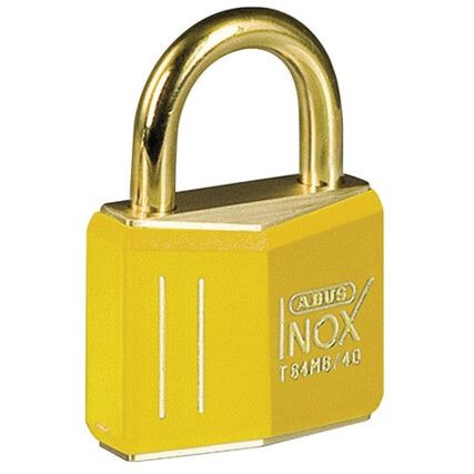 Keyed Padlock, Keyed Alike, Brass, Yellow, 43mm Width, Weatherproof