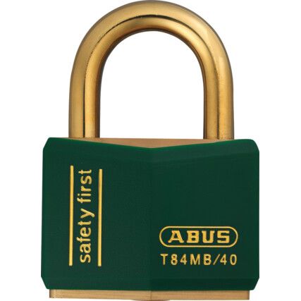 Keyed Padlock, Keyed Alike, Brass, Green, 43mm Width, Weatherproof