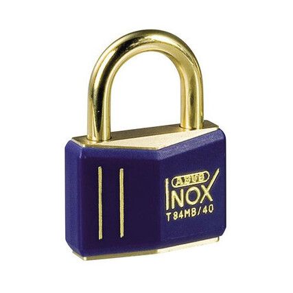 Keyed Padlock, Keyed Alike, Brass, Blue, 43mm Width, Weatherproof