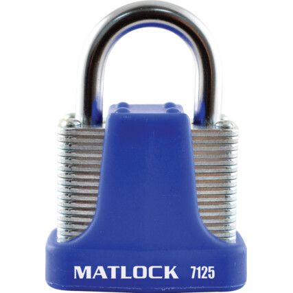 Keyed Padlock, Keyed Different, Steel, Blue, 40mm Width, Weatherproof