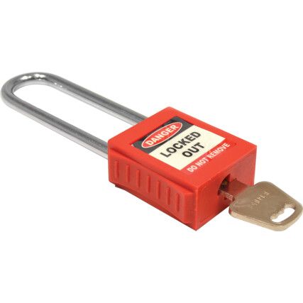 Lockout Keyed Padlock, Keyed Different, Nylon, Red, 20mm Width, Weatherproof