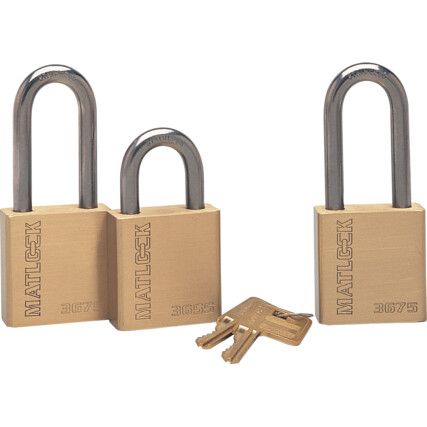 Keyed Padlock, Keyed Different, Brass, Gold, 45mm Width, Weatherproof