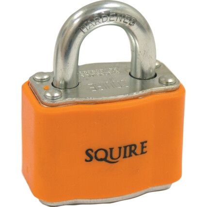 Keyed Padlock, Keyed Different, Steel, Orange, 38mm Width, Weatherproof