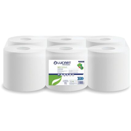 2 PLY WHITE EMBOSSED CENTREFEED166mm X 150m 6 ROLLS PER CASE