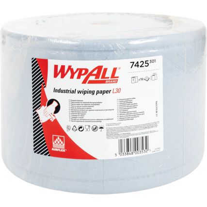 L40 Industrial Wiper, White, 1 Ply, 1 Roll per Case, 255m per Roll
