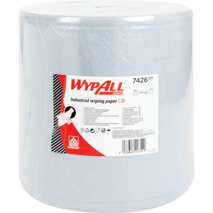 L30 Industrial Wiper, Blue, 1 Ply, 1 Roll per Case, 255m per Roll
