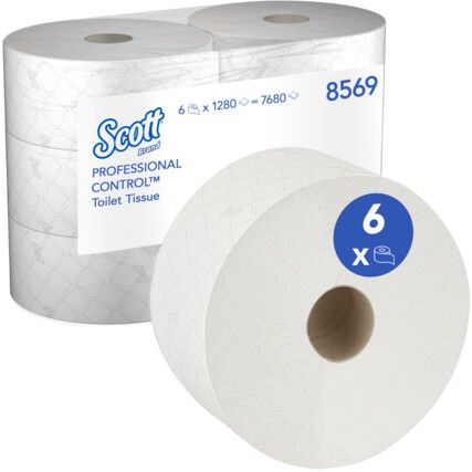 8569 SCOTT TOILET TISSUE C/FEED 2 PLY 314M (PK-6 ROLLS-1280 SHEET)