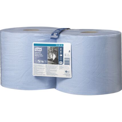 Industrial Wiper, Blue, 3 Ply, 2 Rolls per Case, 119m per Roll
