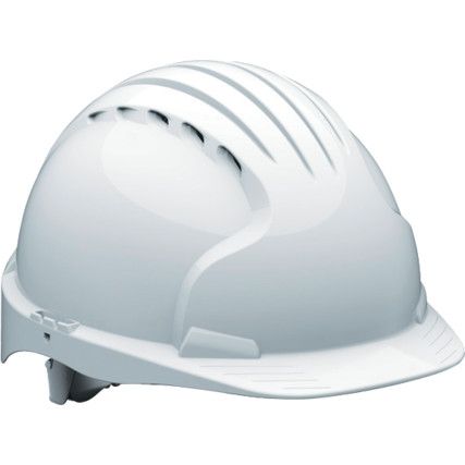 EVO®5, Safety Helmet, White, ABS, Vented, Medium Peak