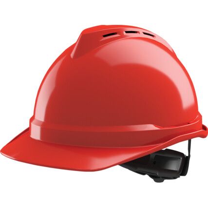 V-GARD 500 Vented Safety Helmet with FAS-TRAC III Suspension and Sewn PVC Sweatband, Red