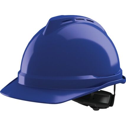 V-GARD 500 Vented Safety Helmet with FAS-TRAC III Suspension and Sewn PVC Sweatband, Blue