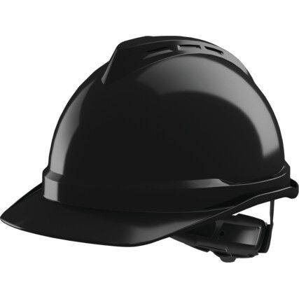 V-GARD 500 Non-Vented Safety Helmet with FAS-TRAC III Suspension and Sewn PVC Sweatband, Black