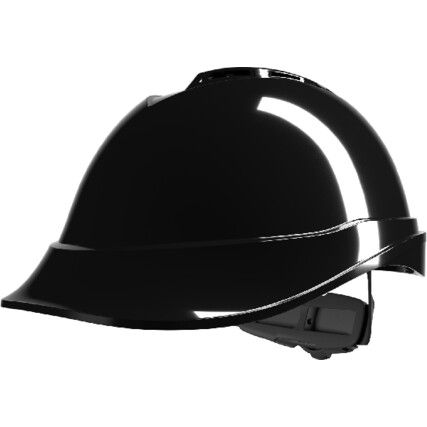 V-GARD 200 Vented Safety Helmet with FAS-TRAC III Suspension and Sewn PVC Sweatband, Black