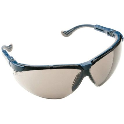 Safety Glasses, Grey Lens, Half-Frame, Blue Frame, Scratch-resistant