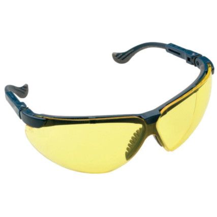 Safety Glasses, Yellow Lens, Half-Frame, Blue Frame, Scratch-resistant