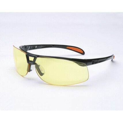 Protégé, Safety Glasses, Yellow Lens, Half-Frame, Black Frame, Scratch-resistant