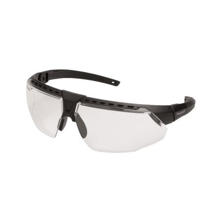 Safety Glasses, Clear Lens, Wraparound, Black Frame, Anti-Fog/Scratch-resistant