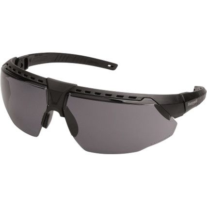 Safety Glasses, Grey Lens, Wraparound, Black Frame, Anti-Fog/Scratch-resistant