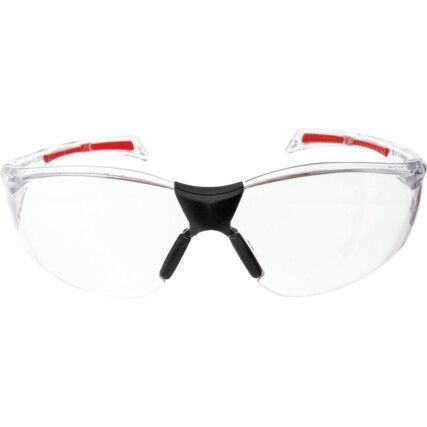 Stealth, Safety Glasses, Clear Lens, Half-Frame, Clear/Red Frame, UV-resistant